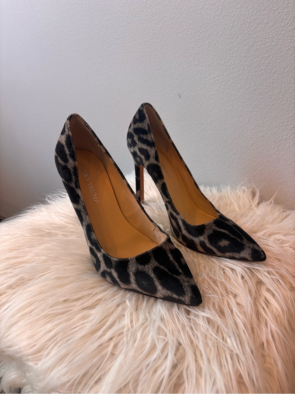 Leopard Print Pointed-Toe Stiletto Pumps - Black/Tan